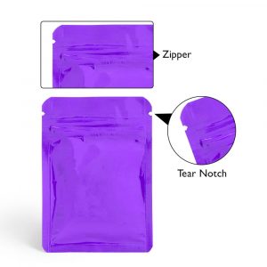 3 side seal purple bag with zipper