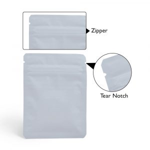 matt white three side seal bag with zipper