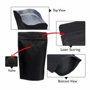 black kraft paper sup pouch with valve