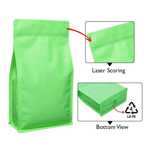 fresh lime recyclable flat bottom pouch