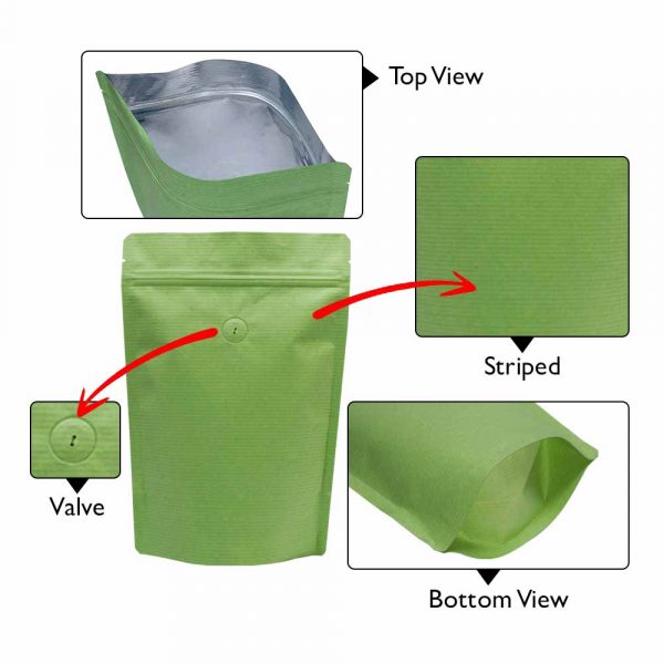 green striped sup pouch with valve