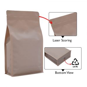 khakhi brown recyclable flat bottom pouch