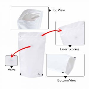 matt white recyclable sup pouch with valve